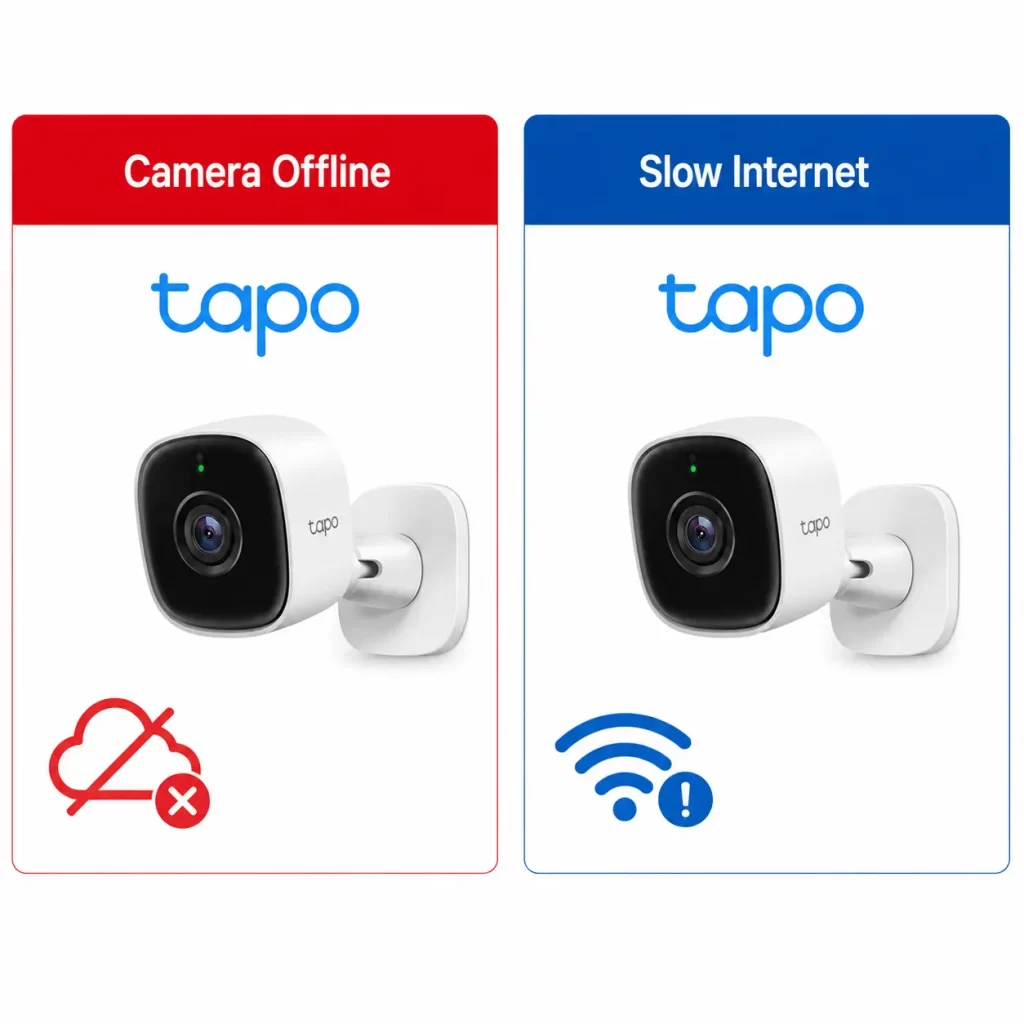 Camera offline and slow internet