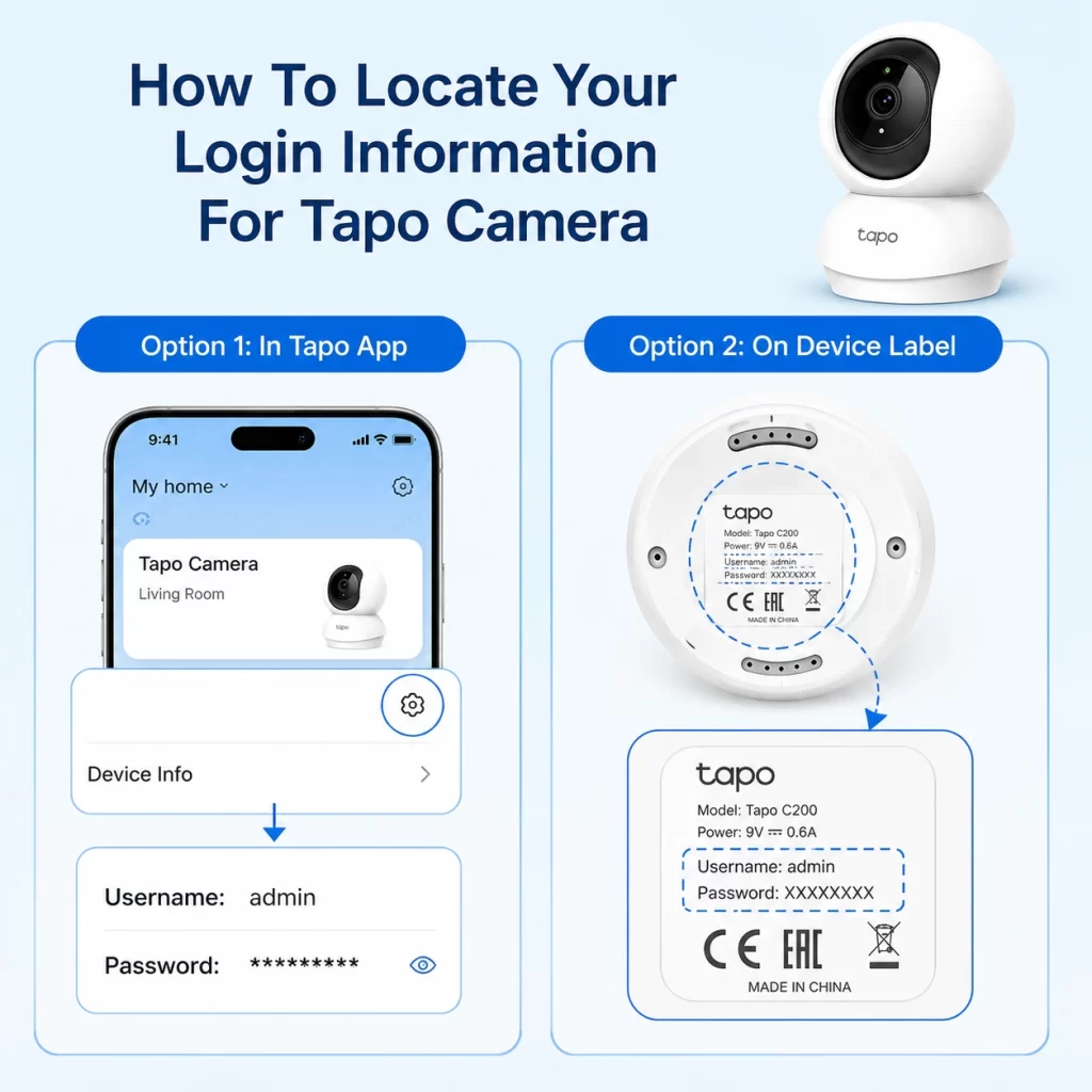 Locate your login information for tapo camera